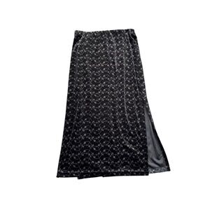 Vintage 90s Black Velvet Maxi Skirt Floral Whimsygoth Witchy XXL
